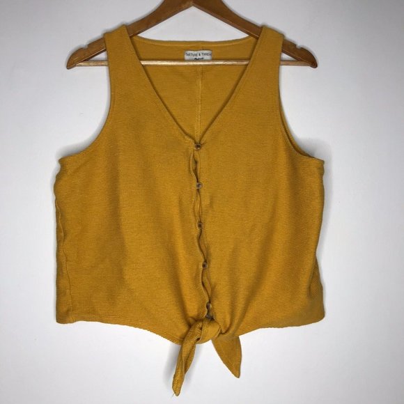 Madewell Tops - Madewell Texture & Thread Women’s Large Button Front Tie Tank Top Sleeveless